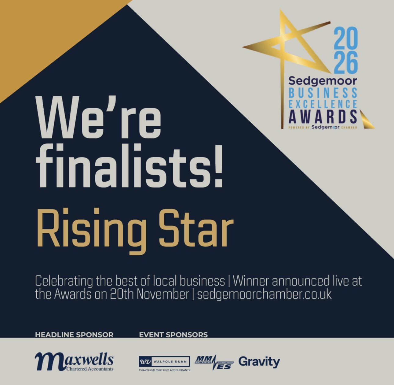 Jack Frampton named a Rising Star finalist at the Sedgemoor Business Excellence Awards 2026