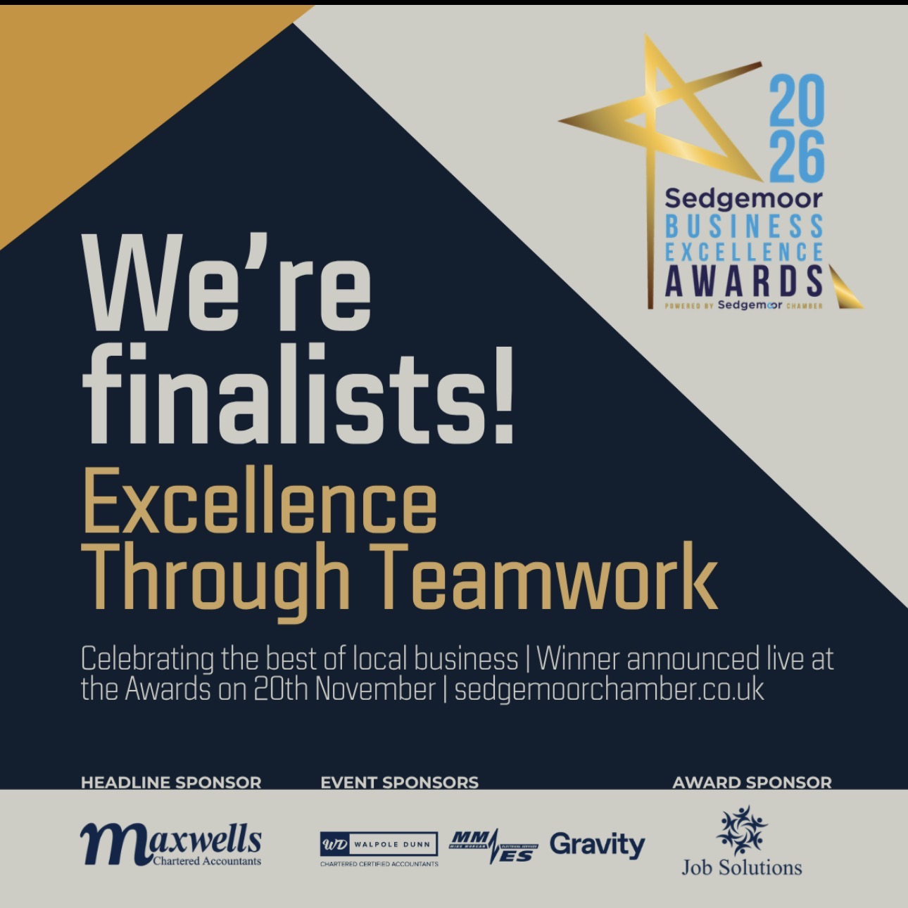 Jack Frampton named an Excellence Through Teamwork finalist at the Sedgemoor Business Excellence Awards 2026